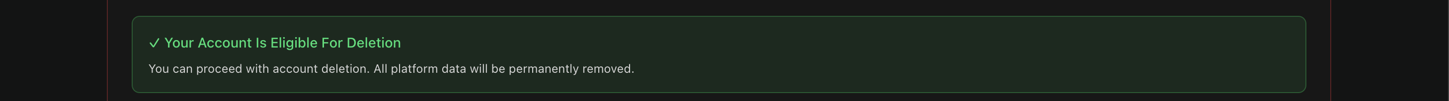 Eligibility status showing green eligible message or yellow warning